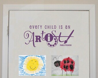 Every Child is an Artist wall decal, Picasso quote, masterpieces decal, art display, artist decal, playroom decor, art room sticker, vinyl