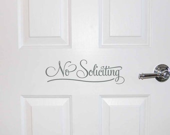 No Soliciting decal, No Soliciting door sign, No Soliciting vinyl lettering, Door decal, Door sticker, Front Door decor