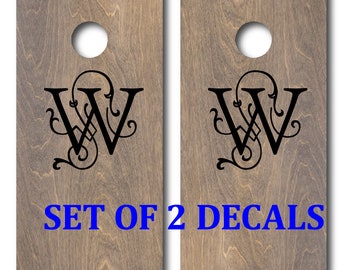 Wedding Cornhole Monogram Decals Set • Personalized Initials • Outdoor Vinyl for Cornhole Boards