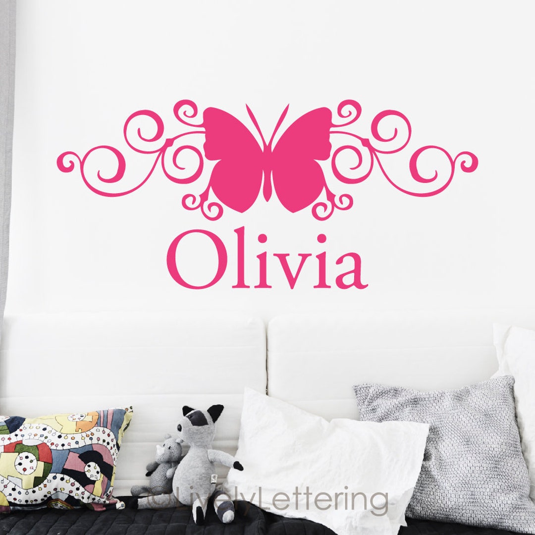 Butterfly Name Wall Decal, Personalized Girl Nursery Decor, Custom ...