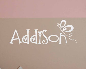 Butterfly Name decal for wall, Butterfly decor, Butterfly wall decal, Butterfly nursery, Girl nursery, Butterfly bedroom, vinyl lettering