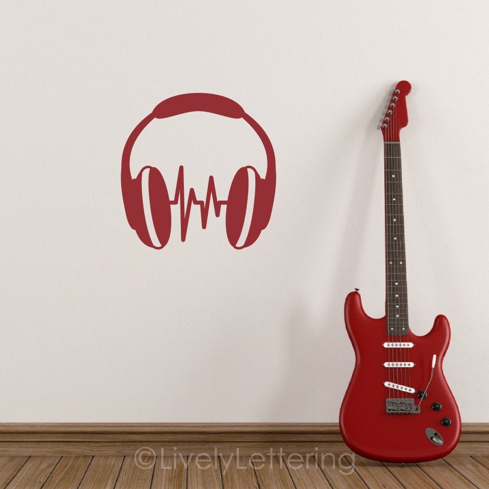 Headphones Wall Decal Music Headphones Wall Decal Music Wall Sticker  Recording Studio Audio Music Producer Gamer Wall Decal Stickers 4140ER