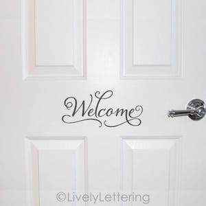 Welcome vinyl decal, Welcome Milk Can decal, Front Door Welcome, Milkcan decal, Porch decor idea, vinyl lettering image 2