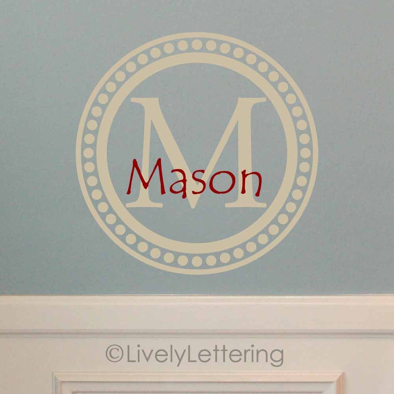 Name and Initial Wall Decal Name and Letter in Dot Frame Wall Etsy