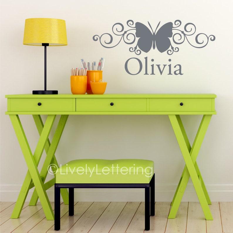 Butterfly Name Decal Butterfly Wall Decal Personalized Name Etsy