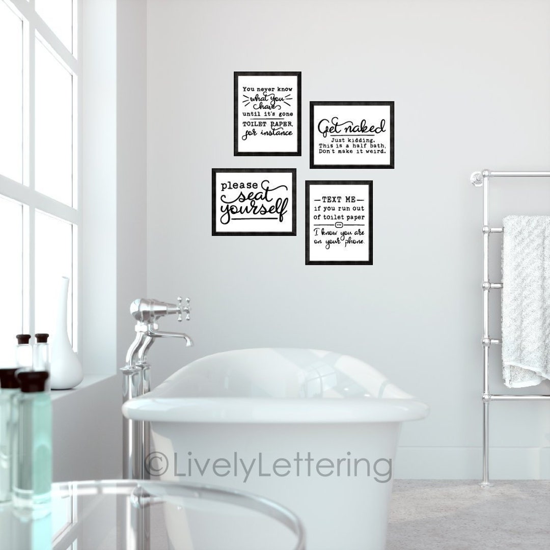 Set of 4 Funny Bathroom Prints | Unframed Prints (8x10 11x14 16x20 ...