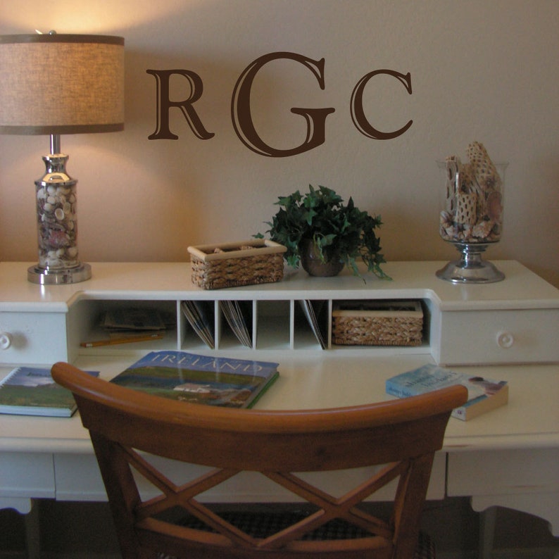 3 Letter Monogram Decal Initials Wall Decal Masculine Decal Etsy