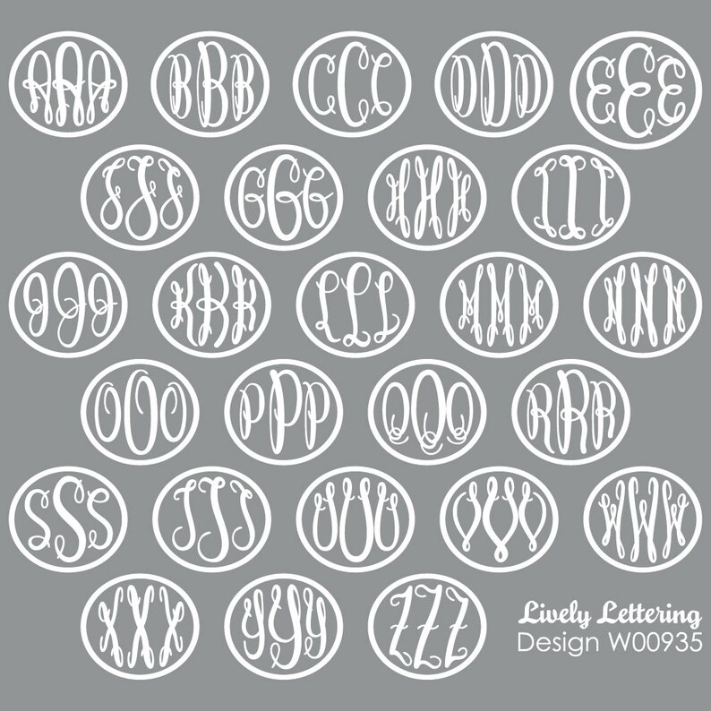Boy Monogram Decal Classic Oval Frame Three Letter Monogram Etsy