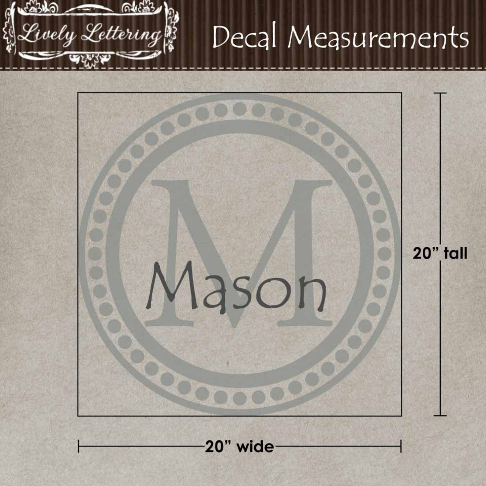 Name and Initial Wall Decal Name and Letter in Dot Frame Wall Etsy