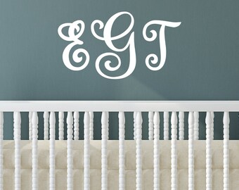 Three Letter Monogram decal, Personalized monograms, Decorative Initials for wall, Preppy decor, Baby nursery, College dorm, Girls bedroom