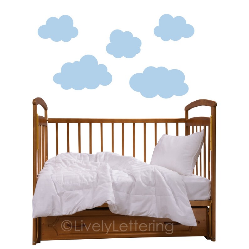 Puffy Cloud Decals set of 5 Cloud Wall Decals Nursery Wall Etsy