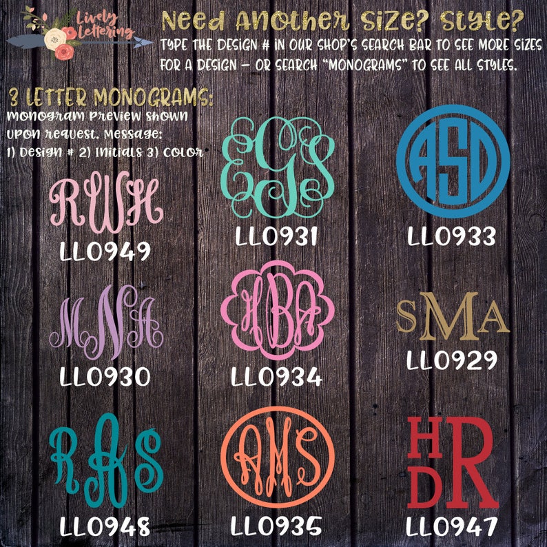Vine Monogram decal, Girl monogram sticker, Monogram wall letters, Custom 3 letter initials, Teen bedroom, Girl room, Vinyl lettering image 6