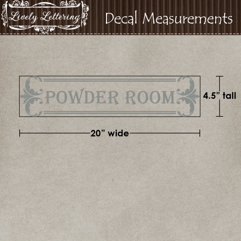 Powder Room Decal Bathroom Wall Decals Door Decal Washroom Etsy