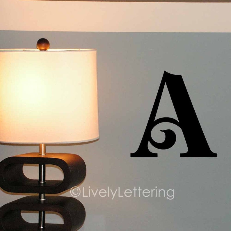 12 Letter wall decal Single Initial wall decal Letter decal Initial decal Decorative letters Family Nursery vinyl lettering image 1