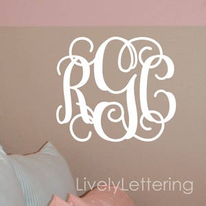 Vine Monogram decal, Girl monogram sticker, Monogram wall letters, Custom 3 letter initials, Teen bedroom, Girl room, Vinyl lettering image 5