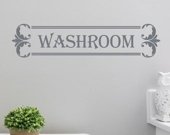 Washroom decal, Bathroom wall decals, Washroom door decal, Bathroom vinyl decal, Wash Room wall sticker, Restroom Loo Toilet Water Closet WC