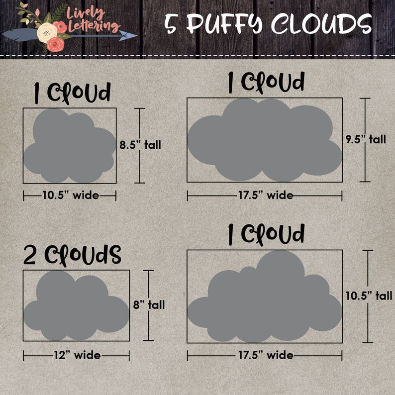 Puffy Cloud Decals set of 5 Cloud Wall Decals Nursery Wall Etsy