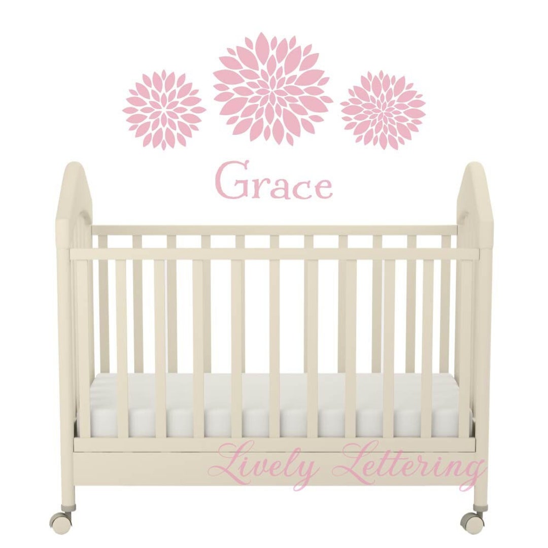 Baby Name Decals Flower Wall Decals Name Decal Flower Etsy
