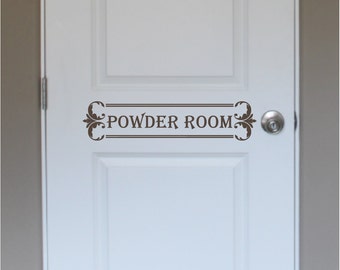 Powder Room decal, Bathroom wall decals, Door decal, Washroom decal, Bathroom wall art, Wash Room vinyl lettering