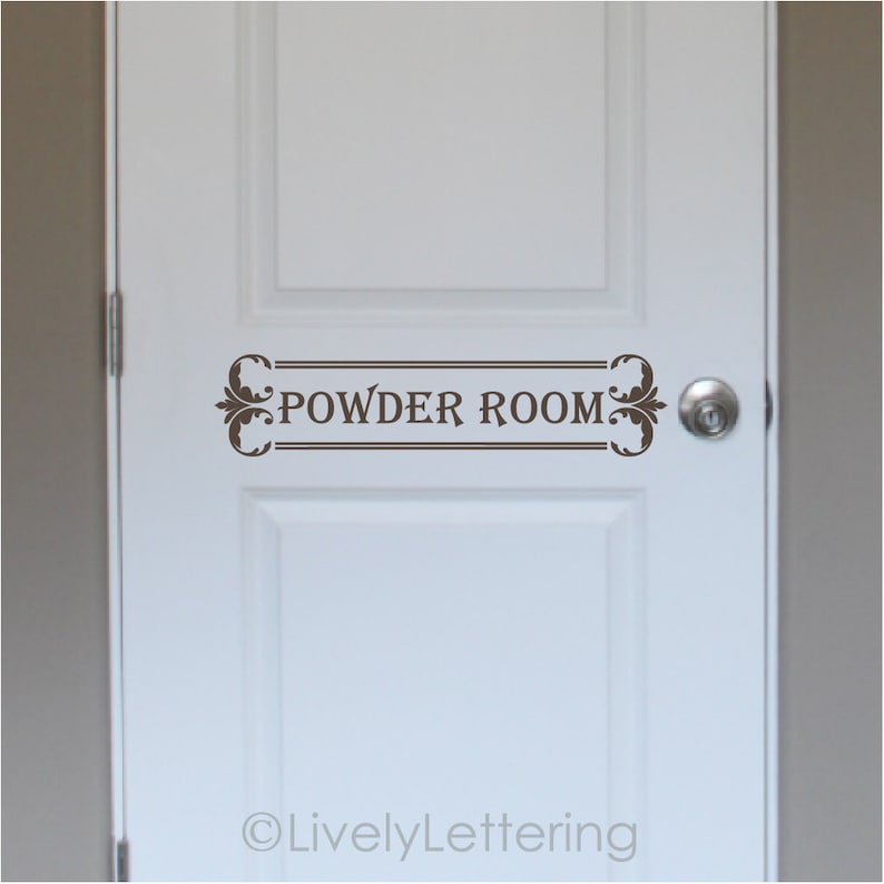 Powder Room decal Bathroom wall decals Door decal Washroom Etsy