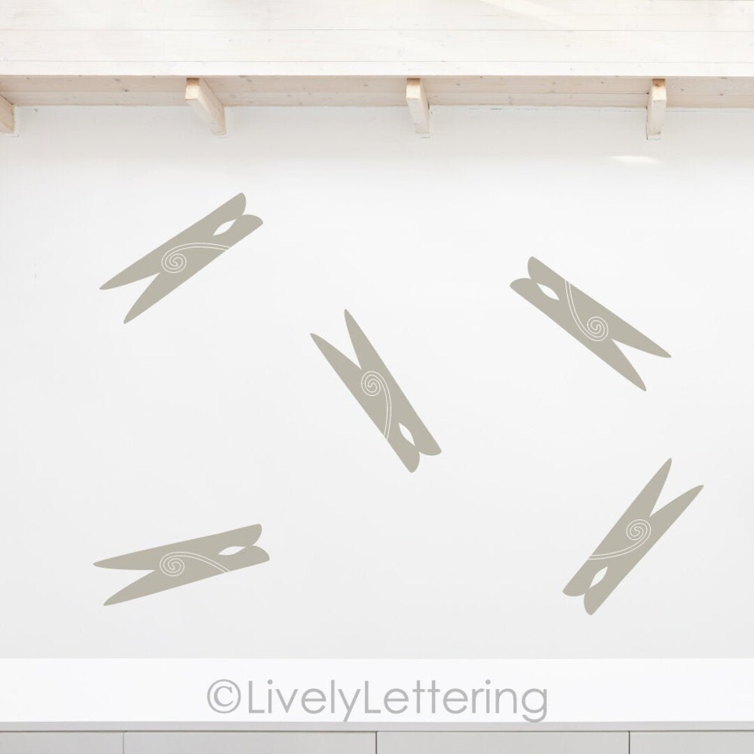 Clothespins Wall Decals Set of 5 Clothes Pins Laundry Room Etsy