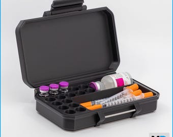 Dual 3ml and 30ml Vial Case | For Peptide, Chemotherapy, and Hormone Medications | Space for Syringes and Alcohol Pads