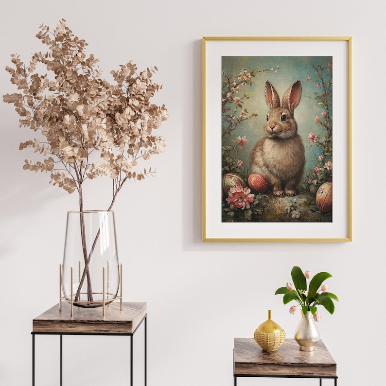 Vintage Easter Bunny Print: Classy Farmhouse Spring Decor image 3