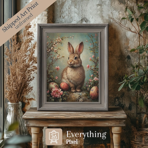 Vintage Easter Bunny Print: Classy Farmhouse Spring Decor