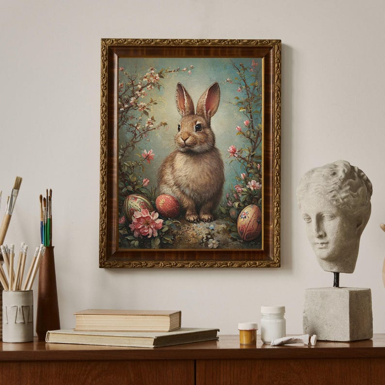 Vintage Easter Bunny Print: Classy Farmhouse Spring Decor image 7