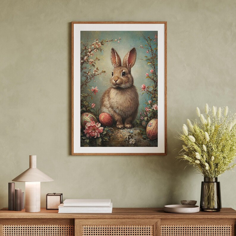 Vintage Easter Bunny Print: Classy Farmhouse Spring Decor image 6