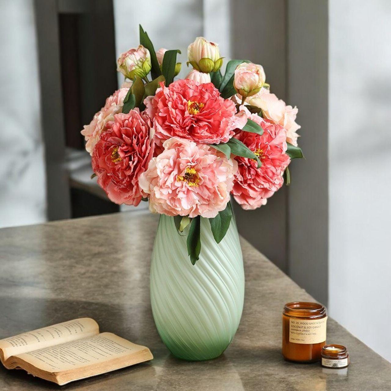 Large Silk Peony Artificial Flowers - Blooms perfect for Weddings, DIY, Home, Office Decor, Bridal Bouquets, Easter Gift, New Home Gift