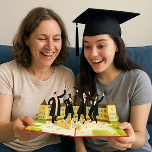 Hats Off Graduation WOWPOP Card – 3D Pop-Up Card for Graduate, Graduation Gift, Congrats Card, Handmade Keepsake for Achievement
