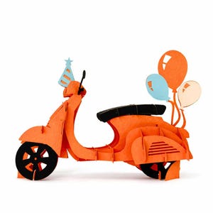 3D Vespa Pop Up Karte: Abenteuer Scooter Grußkarte für Happy Birthday, Jahrestag, Glückwünsche, Hochzeit, Valentinstag, Hochzeit