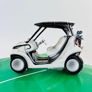 3D Golf Cart Pop Up Card: Handcrafted Card for Golfer, Birthday, Father&#39;s Day, Anniversary, Congratulations,Romance, Dad, Sport Love