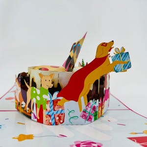 Karta WOWPOP na imprezę dla szczeniaka, karta 3D Pop Up na urodziny, rocznicę, gratulacje, na co dzień, miłość do zwierząt, zwierzę, miłość, dziękuję 6x8"