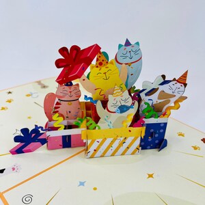 Carte WOWPOP pour cadeau de fête des chats, carte pop-up 3D anniversaire, anniversaire, félicitations, tous les jours, saint valentin, merci, amour, amour d'animal de compagnie 6 x 20 cm