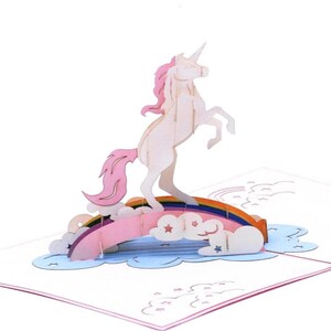 Karta WOWPOP Unicorn Magic, karta 3D Pop Up na urodziny, rocznicę, gratulacje, na co dzień, miłość, miłość do zwierząt, miłość do zwierząt, jednorożec, 5x7"