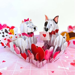 Paws & Hearts WOWPOP CARD – 3D Pop Up Pet Card, Handmade Dog, Cat Greeting, Laser Cut Card for Love, Birthday, Valentine’s Day