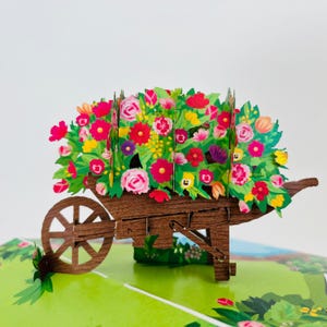 Blooming Flower 3D Pop Up Card, Flower Cart Card for Birthday, Thank You, Valentine&#39;s Day, Congratulations, Handmade WOWPOP Card 5x7