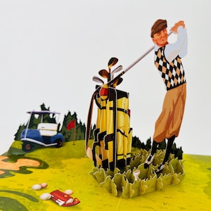 3D Golf Pop-Up Card: Handmade Birthday Gift for Golfers