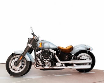 3D Motorcycle Pop Up Card: Race Ready Biker Gift