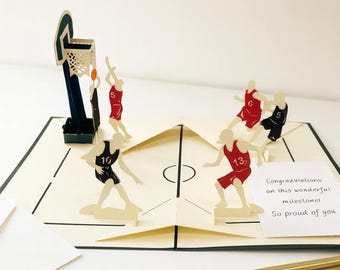 Basketball Players 3D Pop Up Card, Handcrafted Card with Sport lovers, 3D birthday card for husband, Handcrafted Sport Greeting Card