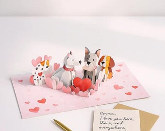 3D Pop Up Pet Card: Handmade Dog & Cat Greeting for Birthdays, Christmas, Noel, Xmas