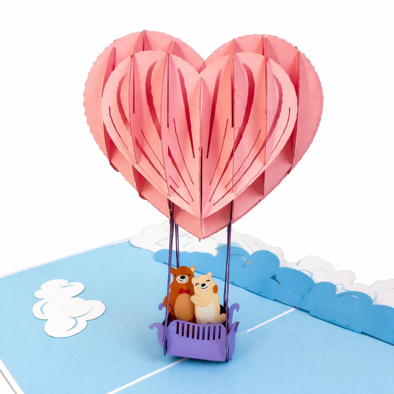 Love Air Balloon Pop Up Card, 3D Romantic Handmade Card, Hot Air Balloon Greeting for Anniversary, Valentine Day, Wedding Gift, Card For Her