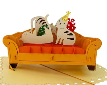 3D Pop Up Cat Birthday Card: Handmade Feline Greeting For Happy Birthday, Anniversary, Congratulations, Romance, Friendship