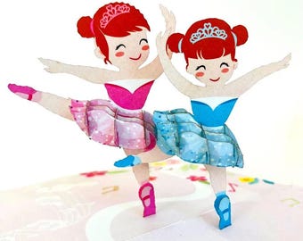 3D Ballerina Pop-Up Card: Baby Girl Dance, Friendship Gift