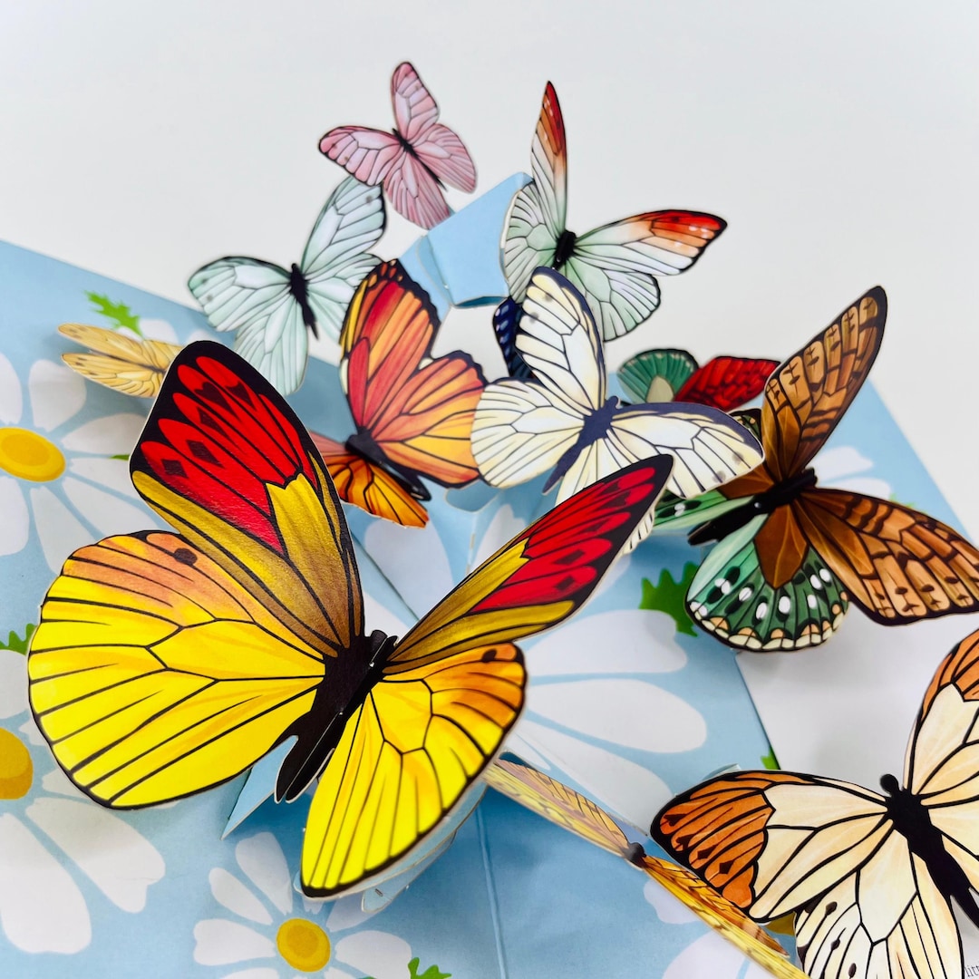 Butterfly Garden 3D Pop up Greeting Card, Butterflies Flowers Card ...