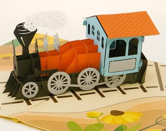 Carte pop-up 3D Love Train, invitation faite main pour la fête des pères, merci, félicitations, je pense à vous