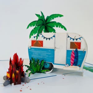 Camper Cutie WOWPOP CARD, 3D Pop Up Card Urodziny, Rocznica, Gratulacje, Codziennie, Ślub, Walentynki, Podróże, Miłość, 5x7"