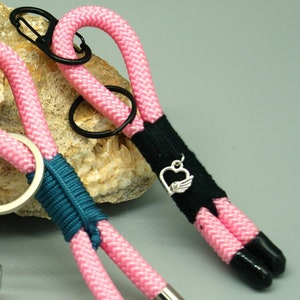 Handmade keychain pink with heart pendant